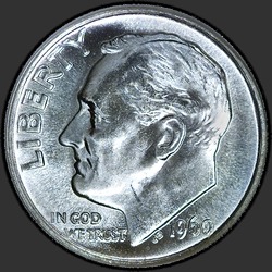 аверс 10¢ (dime) 1960 "USA  - ダイム/ 1960  -  P"