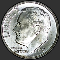 аверс 10¢ (dime) 1961 "미국 - 다임 / 1961 - P"