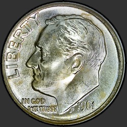 аверс 10¢ (дайм) 1961 "USA - Dime / 1961 - D"