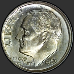 аверс 10¢ (dime) 1963 "الولايات المتحدة الأمريكية - الدايم / 1963 - P"