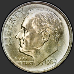 аверс 10¢ (дайм) 1964 "США - Dime / 1964 - P"