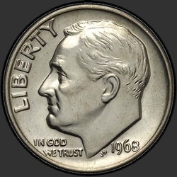 аверс 10¢ (дайм) 1968 "США - Dime / 1968 - P"