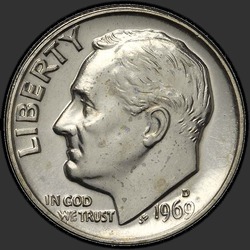 аверс 10¢ (dime) 1969 "USA - Dime / 1969 - D"