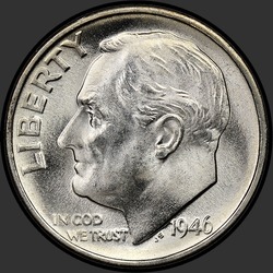 аверс 10¢ (dime) 1946 "USA  - ダイム/ 1946  -  S"
