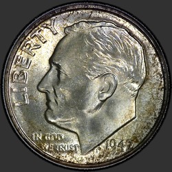 аверс 10¢ (dime) 1947 "EUA - Dime / 1947 - D"