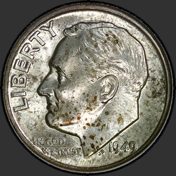 аверс 10¢ (dime) 1949 "EUA - Dime / 1949 - D"