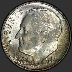 аверс 10¢ (dime) 1949 "संयुक्त राज्य अमरीका - Dime / 1949 - एस"