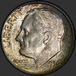 аверс 10¢ (дайм) 1950 "США - Dime / 1950 - P"