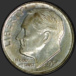 аверс 10¢ (дайм) 1954 "USA - Dime / 1954 - D"