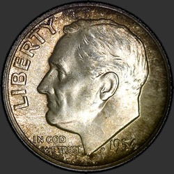 аверс 10¢ (дайм) 1954 "США - Dime / 1954 - S"