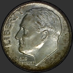 аверс 10¢ (дайм) 1955 "USA - Dime / 1955 - D"
