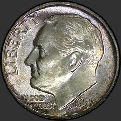 аверс 10¢ (dime) 1957 "الولايات المتحدة الأمريكية - الدايم / 1957 - P"