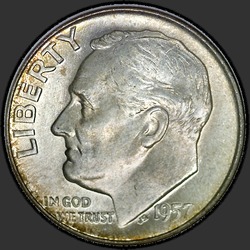 аверс 10¢ (дайм) 1957 "USA - Dime / 1957 - D"