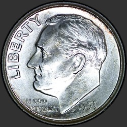 аверс 10¢ (dime) 1959 "USA  - ダイム/ 1959  -  P"