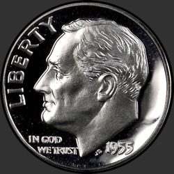 аверс 10¢ (dime) 1955 "미국 - 다임 / 1955 - 증거"