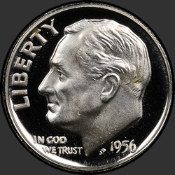 аверс 10¢ (dime) 1956 "USA - Dime / 1956 - Dowód"