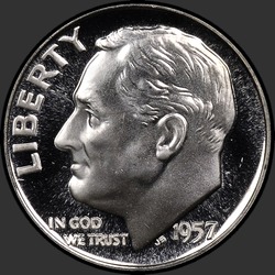 аверс 10¢ (дайм) 1957 "США - Dime / 1957 - PROOF"