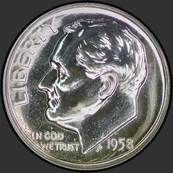 аверс 10¢ (dime) 1958 "미국 - 다임 / 1958 - 증거"