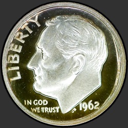 аверс 10¢ (dime) 1962 "USA - Dime / 1962 - Důkaz"