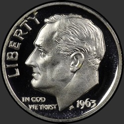 аверс 10¢ (dime) 1963 "USA - Dime / 1963 - Důkaz"