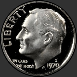 аверс 10¢ (dime) 1970 "USA - Dime / 1970 - S Dowód"
