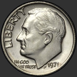 аверс 10¢ (dime) 1971 "الولايات المتحدة الأمريكية - الدايم / 1971 - P"