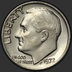 аверс 10¢ (дайм) 1972 "США - Dime / 1972 - P"