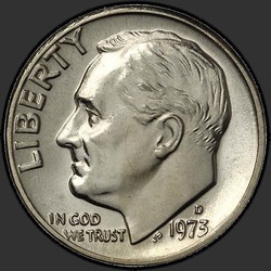 аверс 10¢ (дайм) 1973 "USA - Dime / 1973 - D"