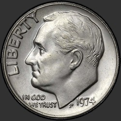 аверс 10¢ (dime) 1974 "الولايات المتحدة الأمريكية - الدايم / 1974 - P"