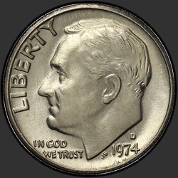 аверс 10¢ (dime) 1974 "미국 - 다임 / 1974 - D"