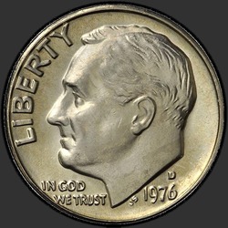 аверс 10¢ (dime) 1976 "EUA - Dime / 1976 - D"