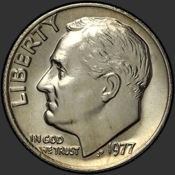 аверс 10¢ (dime) 1977 "الولايات المتحدة الأمريكية - الدايم / 1977 - P"