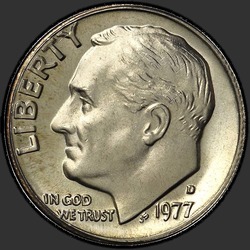 аверс 10¢ (dime) 1977 "USA  - ダイム/ 1977  -  D"