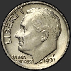 аверс 10¢ (dime) 1980 "USA  - ダイム/ 1980  -  P"