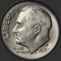 аверс 10¢ (dime) 1983 "الولايات المتحدة الأمريكية - الدايم / 1983 - D"