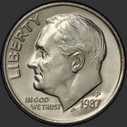 аверс 10¢ (dime) 1987 "الولايات المتحدة الأمريكية - الدايم / 1987 - P"
