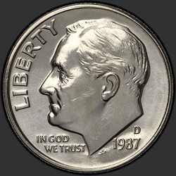 аверс 10¢ (dime) 1987 "संयुक्त राज्य अमरीका - Dime / 1987 - डी"