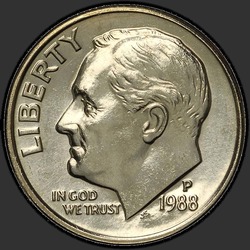 аверс 10¢ (dime) 1988 "USA  - ダイム/ 1988  -  P"