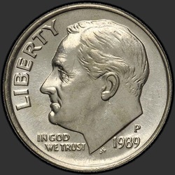аверс 10¢ (dime) 1989 "الولايات المتحدة الأمريكية - الدايم / 1989 - P"