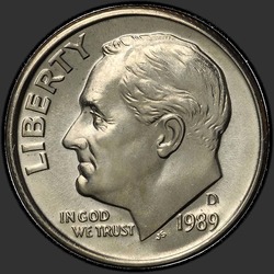 аверс 10¢ (dime) 1989 "USA  - ダイム/ 1989  -  D"