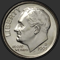 аверс 10¢ (dime) 1993 "الولايات المتحدة الأمريكية - الدايم / 1993 - D"