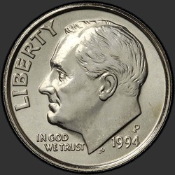 аверс 10¢ (dime) 1994 "USA  - ダイム/ 1994  -  P"