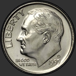 аверс 10¢ (dime) 1995 "الولايات المتحدة الأمريكية - الدايم / 1995 - D"