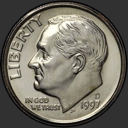 аверс 10¢ (dime) 1997 "الولايات المتحدة الأمريكية - الدايم / 1997 - D"