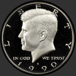 аверс 50¢ (half) 1990 "ABD - 50 Cents (Half Dollar) / 1990 - S Kanıtı"