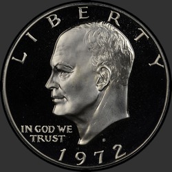 аверс 1$ (бак) 1972 "США - 1 долар / 1972 - срібло Pr"