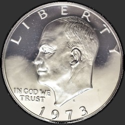аверс 1$ (бак) 1973 "США - 1 долар / 1973 - срібло Pr"