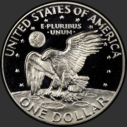реверс 1$ (бак) 1974 "США - 1 доллар / 1974 - серебро Pr"