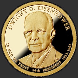 аверс 1$ (бак) 2015 "США - 1 долар / 2015 - Президентський долар Дуайт Ейзенхауер / S"