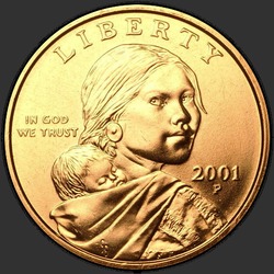 аверс 1$ (buck) 2001 "USA  -  1ドル/ 2001  -  { "_"： "P"}"